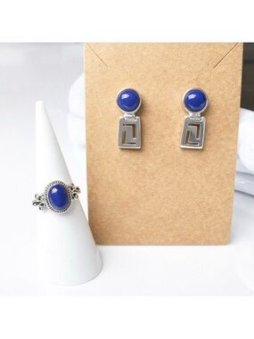 NEW Sterling Silver Lapis Lazuli Ring Size 5 & Drop Earrings Set .925